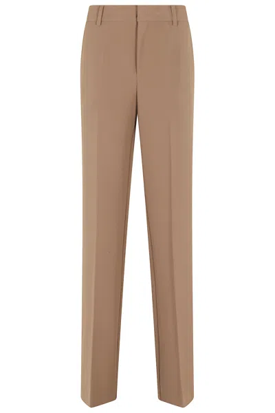 Federica Tosi Hazelnut Straight Cady Belt-loops Polyester Formal Pants In Brown