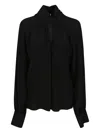 Federica Tosi Black Blouse With Criss-crossed Neckline And Rear Keyhole Closure In Silk Blend Woman In Black