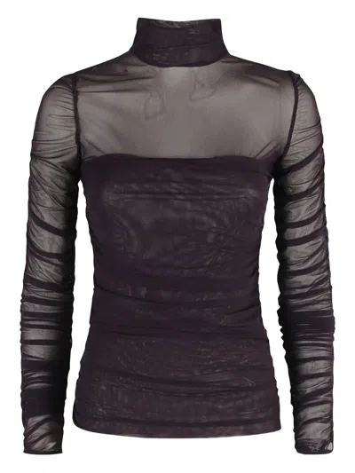 Federica Tosi High-neck Mesh Top In Brown