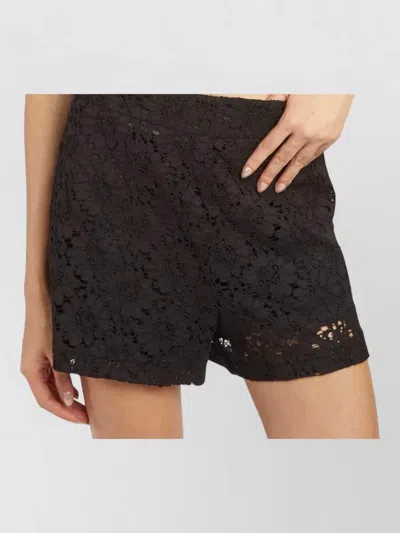 Federica Tosi High Waist Lace Shorts Cotton Blend In Black