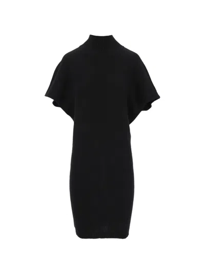 Federica Tosi High-neck Short-sleeve Mini Dress In Black