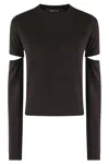 Federica Tosi Innovative Cut-off Crew Neck Sweater With Removable Sleeves In Black
