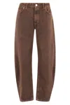 Federica Tosi Balloon Jeans With Contrast Stitching And Relaxed Fit In Brown