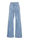 Federica Tosi Light Blue Five-pocket Jeans With All-over Sequins In Fabric Woman In Light Blue