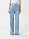 Federica Tosi Light Blue Five-pocket Jeans With All-over Sequins In Fabric Woman In Denim