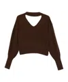 Federica Tosi Keyhole-neckline Balloon-sleeve Sweater In Brown