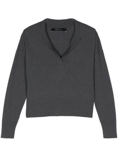 Federica Tosi Knitted Polo Sweater In Grey