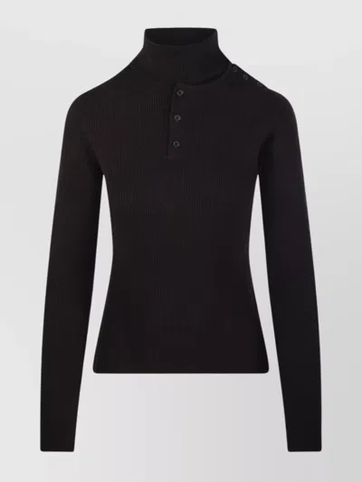 Federica Tosi Knitwear With Button Detailing And High Neck In Black
