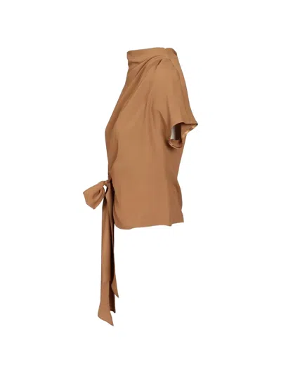 Federica Tosi Knot-detail Crepe Blouse In Brown