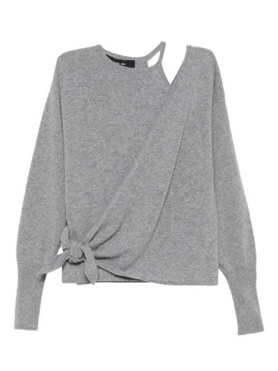 Federica Tosi Knotted Side-cut Sweater In Gray