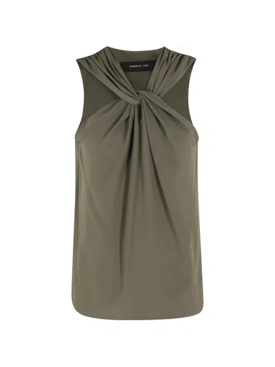 Federica Tosi Top Con Nodo Incrociato Crepe De Chine In Green