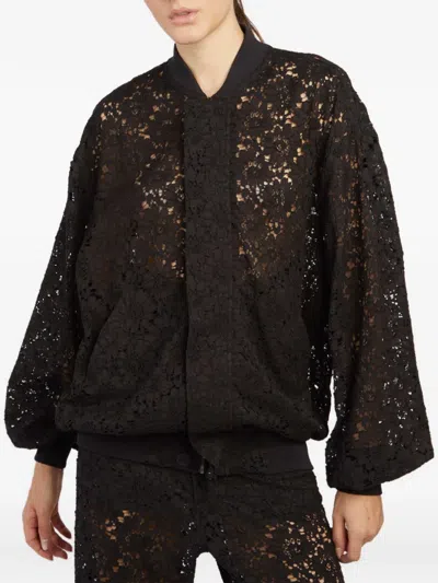 Federica Tosi Lace Bomber Jacket In Brown