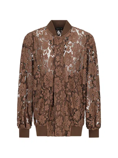 Federica Tosi Lace Bomber Jacket In Brown
