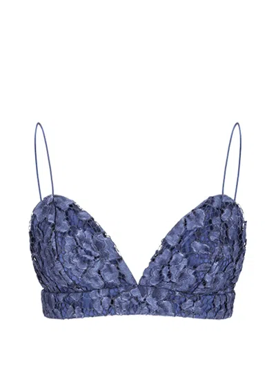 Federica Tosi Lace Crop Top In Blue