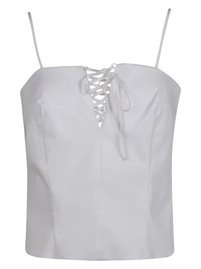 Federica Tosi Lace-up Cotton Tank Top In Gray