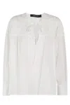 Federica Tosi Leaf-embroidered Blouse With Drawstring Detail