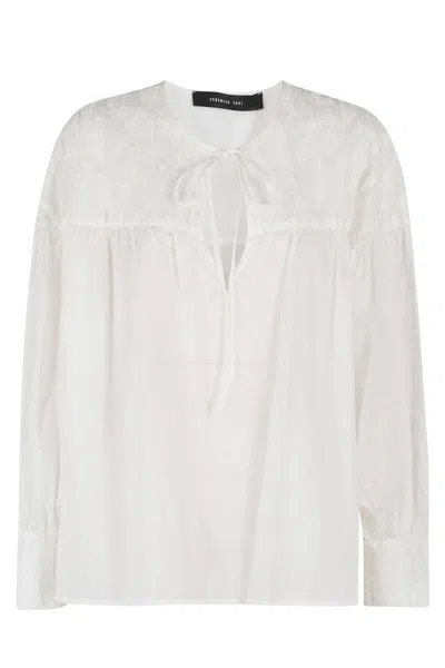 Federica Tosi Leaf-embroidered Blouse With Drawstring Detail