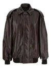 Federica Tosi Brown Jacket With Classic Collar And Dropped Shoulders In Leather Woman In Brown