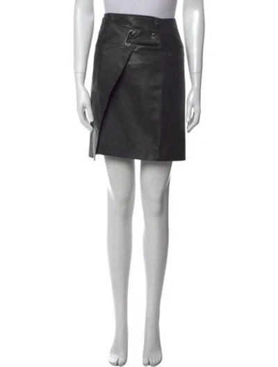Pre-owned Federica Tosi Leather Mini Skirt In Gray