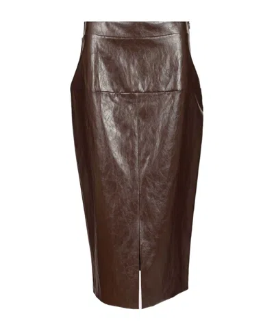 FEDERICA TOSI LEATHER SPLIT MIDI SKIRT