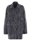 Federica Tosi Leopard-print Buttoned Coat In Blue