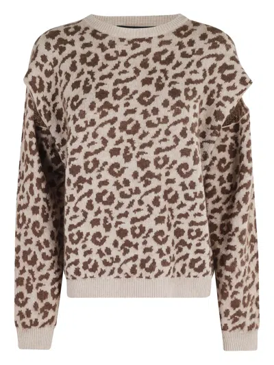 Federica Tosi Spotted Cut Patterned Crew Neck Sweater In Multi