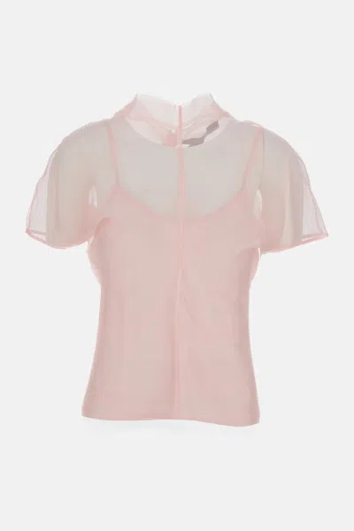Federica Tosi High-neck Short-sleeve Blouse In Pink