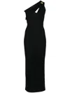 Federica Tosi Black Long Dress With Jewel Detail On The Front In Black