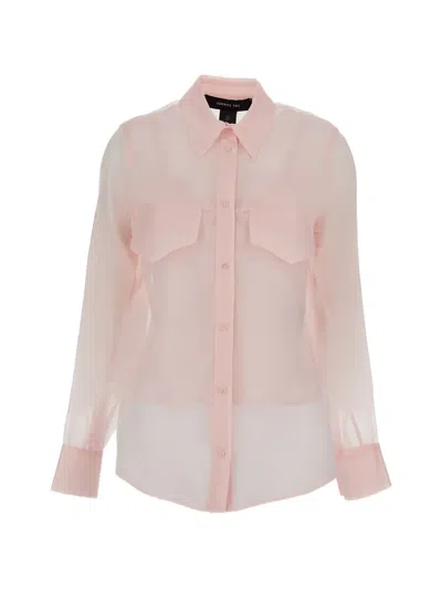 Federica Tosi Pink Silk Shirt With Pointed Collar And Sheer Design Woman