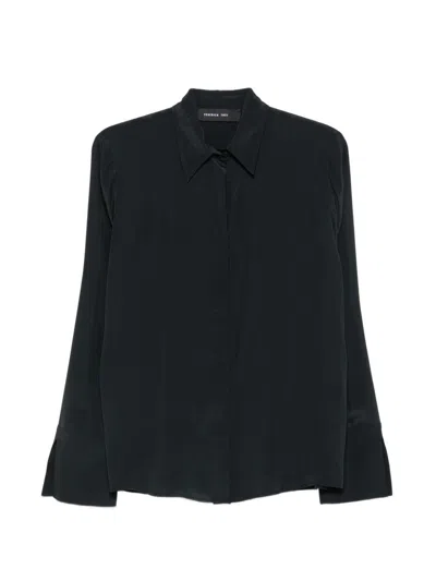Federica Tosi Long-sleeved Satin Gray Shirt In Black