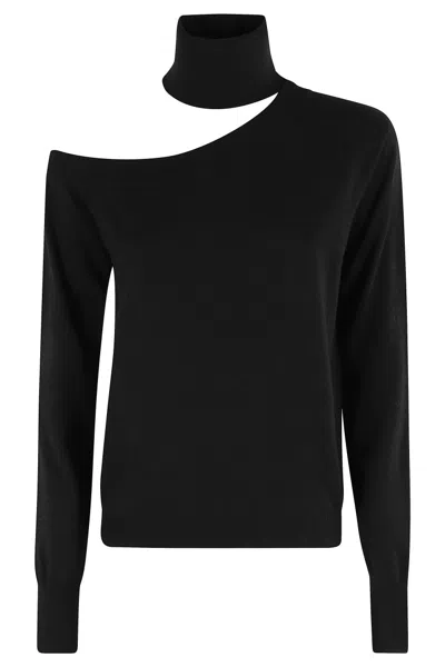 Federica Tosi Low-cut Cashmere Sweater In Black