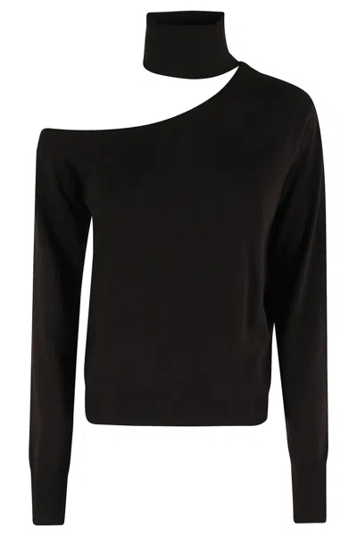Federica Tosi Low-cut Cashmere Sweater In Black