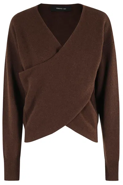 Federica Tosi Long-sleeves Sweater In Brown