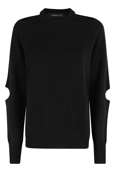 Federica Tosi Cut-out Sleeves Sweater In Black