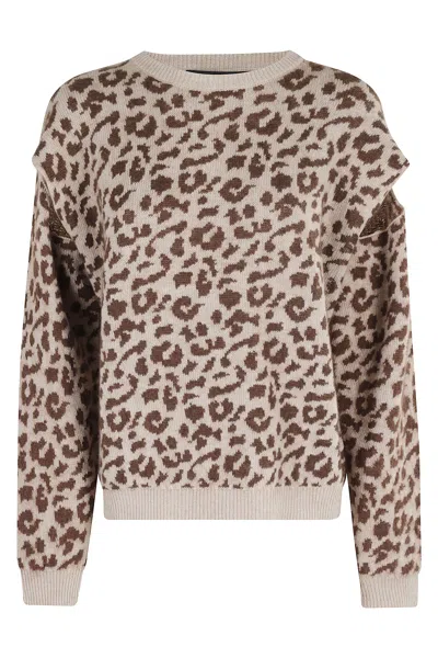Federica Tosi Maglia Cut Maculata Crew Neck In Brown