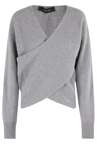 Federica Tosi Crossover Long-sleeves Sweater In Gray