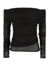 Federica Tosi Off-shoulder Gathered Mesh Blouse In Black