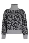 Federica Tosi Spotted Gray And Black High-collar Sweater In Animal Print