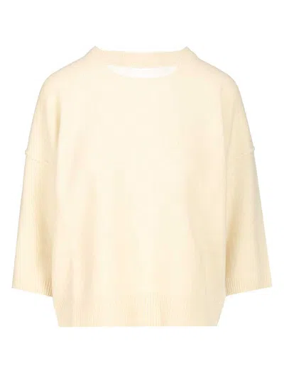 Federica Tosi Maglia Over 70%lana/30%cashmere Cuciture A Vista Knitwear White In Neutral