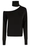 Federica Tosi Maglia Scollata Misto Cashmere Con Collo Staccato In Black