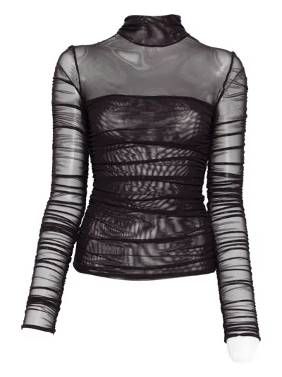 Federica Tosi Purple Mesh High Neck In Black