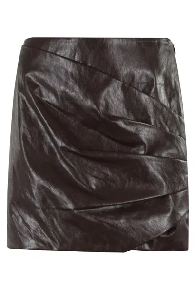 Federica Tosi Metallic Leather Miniskirt In Black