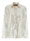 FEDERICA TOSI METALLIC SHIRT WITH MESH DESIGN AND ALL-OVER APPLIED SEQUINS IN TECH FABRIC WOMAN