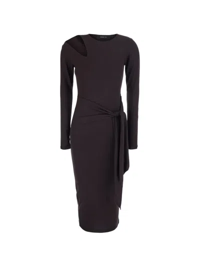Federica Tosi Midi Cut-out Tie-fastening Dress In Brown