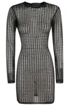 Federica Tosi Flexage Black Crewneck Dress With Check Motiv All-over And Open Rear In Fabric Woman