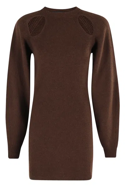 Federica Tosi Mini Dress With Cut-out Detail In Brown