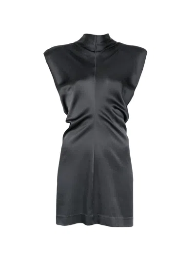Federica Tosi Mini Dress With High Collar And Ruffles In Gray