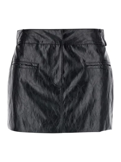 FEDERICA TOSI BLACK MINISKIRT WITH BELT LOOPS IN TECH FABRIC WOMAN