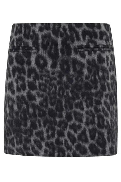 Federica Tosi Minigonna Lana Maculata In Animal Print