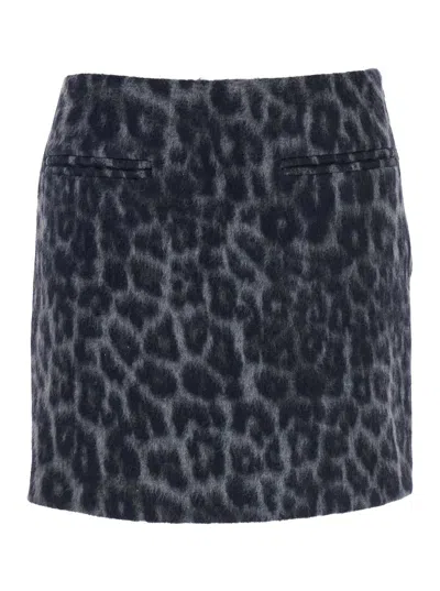 FEDERICA TOSI GREY SKIRT WITH ALL-OVER SPOTTED MOTIF IN WOOL WOMAN